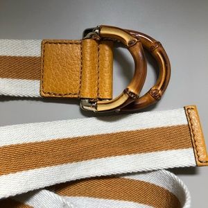 Gucci Web detail bamboo buckle belt 80cm